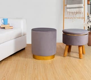 ShadowKart Ottoman Pouffes Sitting Stool for Living Room Furniture Wooden Footstools Puff Mudda Footrest Pouff for Office Home Decor, Combo