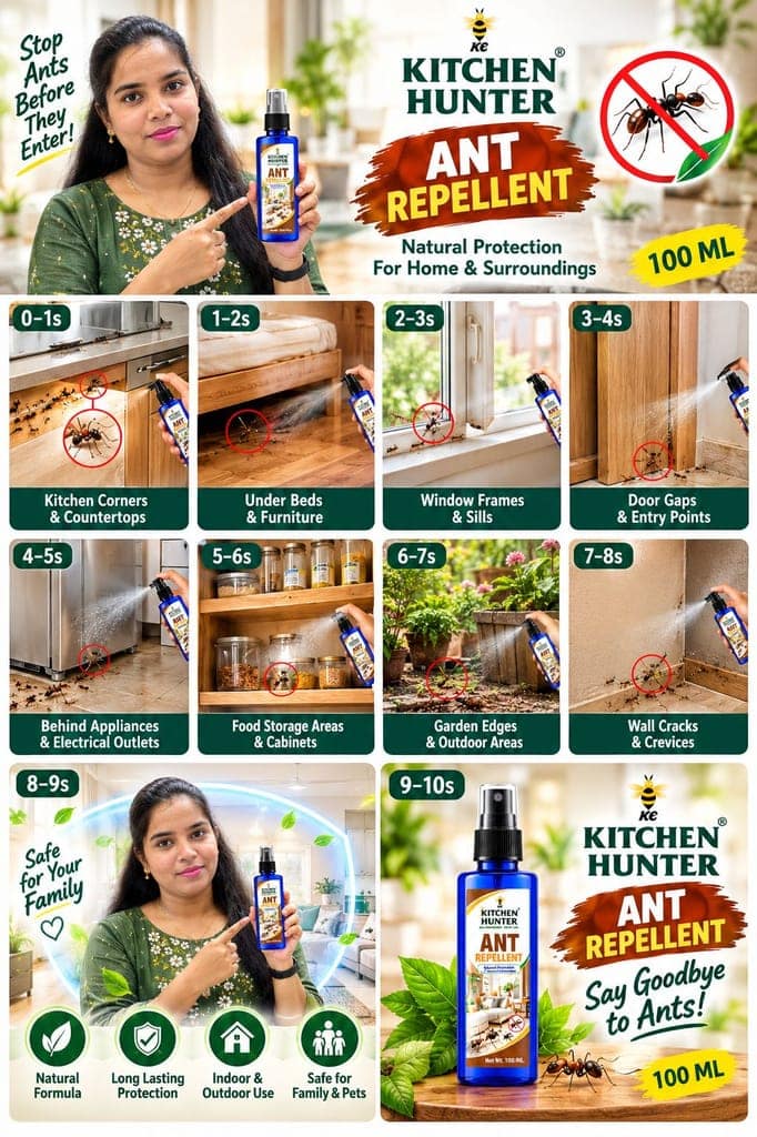 Kitchen Hunter Ant Repellent Spray 100ml for Home & Kitchen | Easy-to-Use Household Spray | Long-Lasting Ant Protection view 2