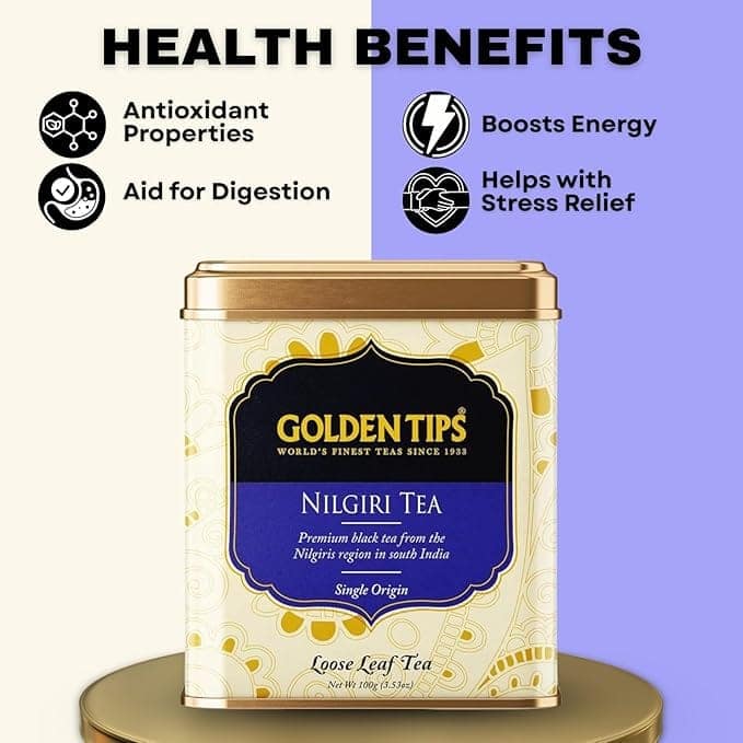 Golden Tips Nilgiri Black Tea Loose Leaves Tin can (100 Gram, 50 cups) view 6