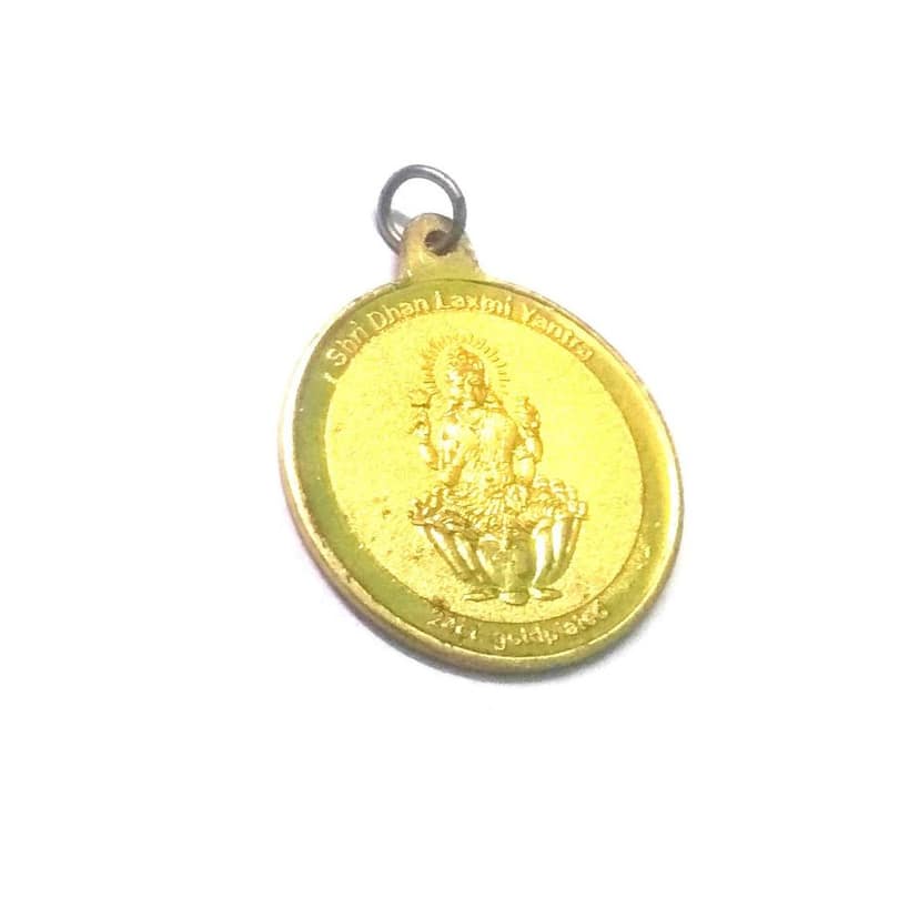 Nawani Gold Plated Shri Dhan Laxmi Maha Yantra Locket for Men & Woman. Size 3x3 cm view 2