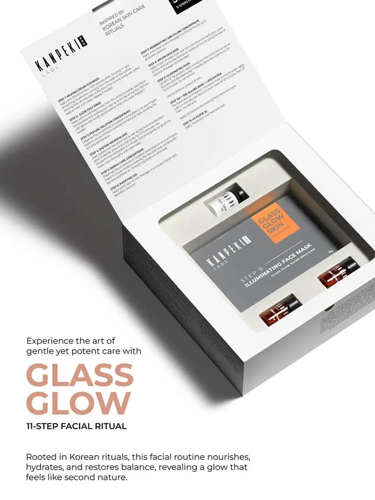 Kanpeki Glass Glow 11-Step Korean Skincare Facial Kit for Brightening & Hydrating Facial Treatment (312gm each) Pack of 2 view 2