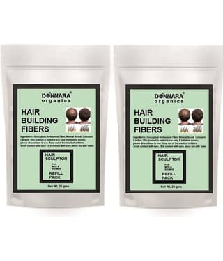 Donnara Organics Hair Building Fiber Instant Fuller Hair Refill Pack (Black) 25 gm Pack of 2