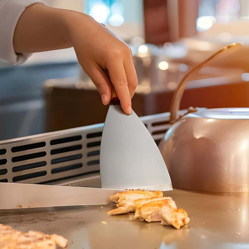 Heavy Duty Stainless Steel Pizza & Pastry Scraper | Plain Stainless Steel Food Scraper with Wooden Handle | Pizza Cutter, Dough Scraper & Ice Cream Cutting Tool | Multipurpose Kitchen Tool (Original) view 2