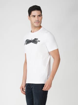 Men’s Breathable Pure Cotton Branded T-Shirt-White