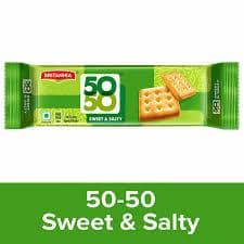 Britannia 50-50 Sweet & Salty Biscuit - Light, Crispy, Ready To Eat, 72.5 G