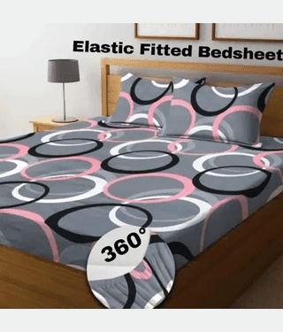SWIZIER Poly Cotton 1 King Fitted Bedsheet with 2 Pillow Covers ( 198 cm x 182 cm ) , Light Grey