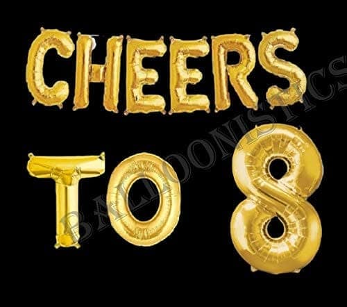 Cheers to Eight Foil Balloon Combo Number 8 Foil Balloon for Birthday and Anniversary view 2