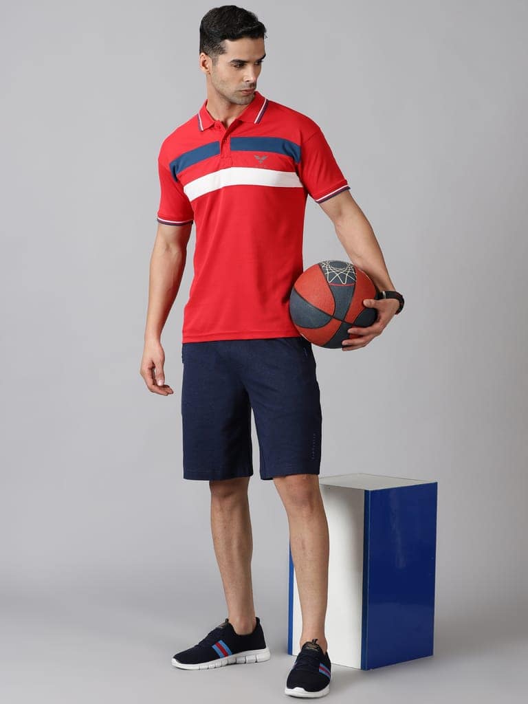 Dry-fit Red Striped Polo