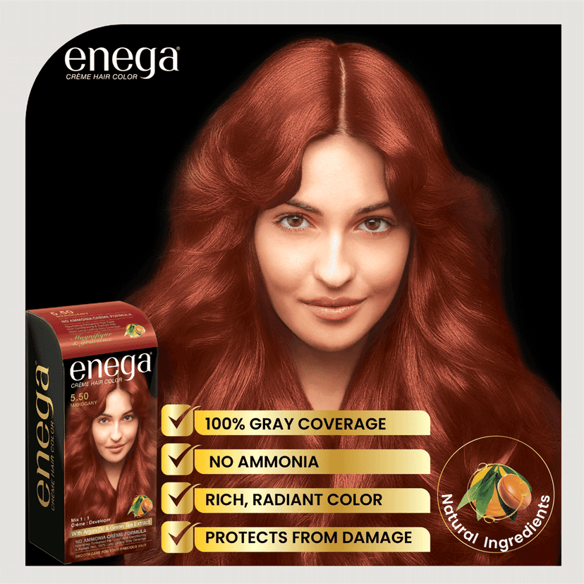 Enega Mahogany Hair Color Cream 120ml | No Ammonia | With Argan Oil and Green Tea Extract | Nourishing and Long Lasting view 9