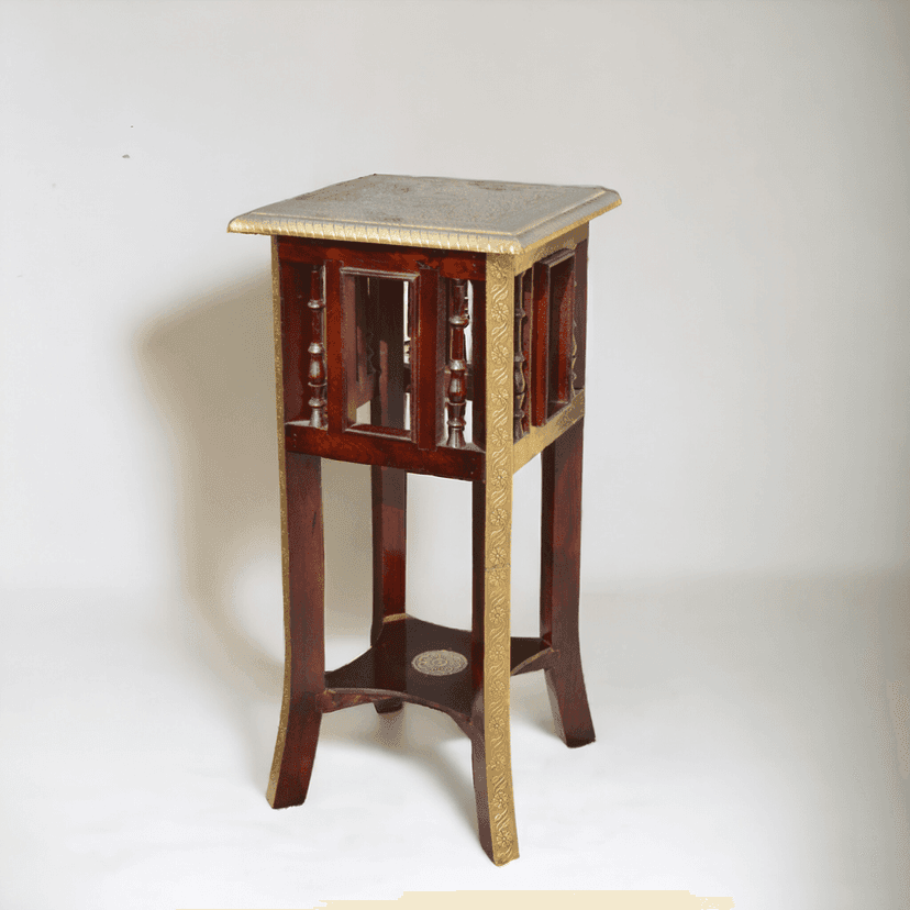Wooden Stool Brass Fited / Living Room / Bed room / Bed side / Side Table view 2
