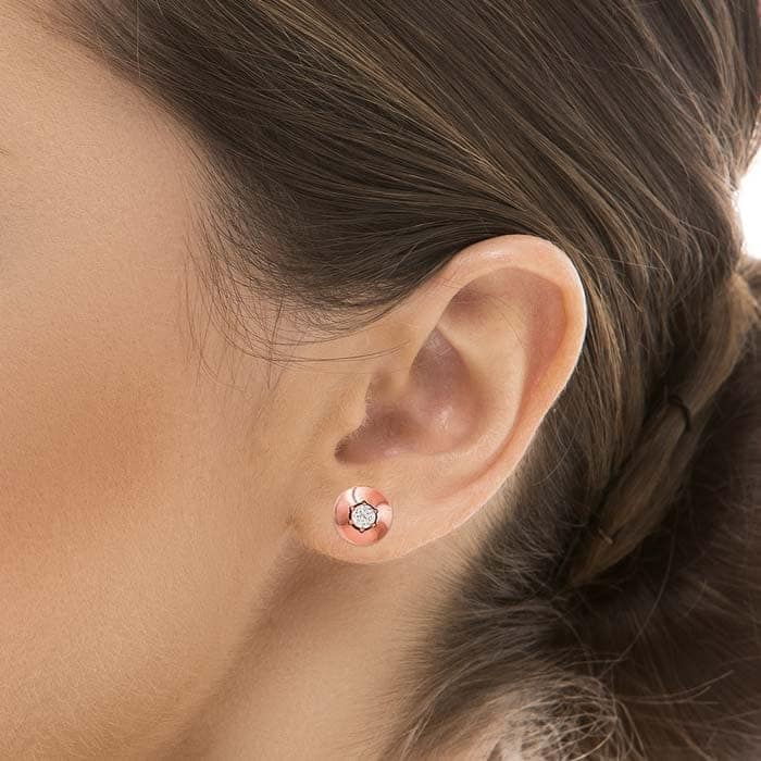 Rose Gold Round Illusion Earrings view 2