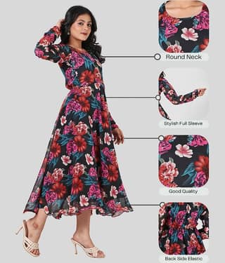 Aarya Designer Georgette Gown For Girls ( Pack of 1 , Red )