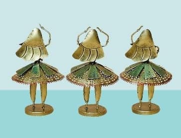 Multi-Colored Metal Dancing Lady Sculpture Set view 2