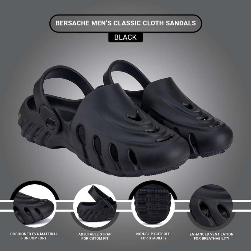 Bersache Extra Soft Classic Casual with Back Strap Regular wear with Ultra Soft & Flexibility Technology Clog for Men's view 5