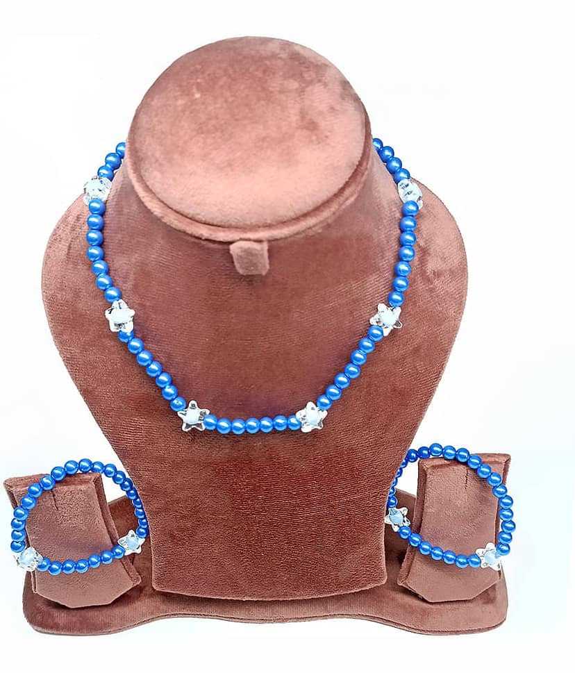 DAIVYA WELLNESS Blue Pearls Necklace Set ( Pack of 1 ) view 2