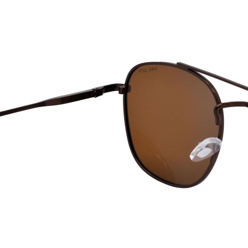 Stylish Round Full-Frame Metal Polarized Sunglasses for Men and Women | Brown Lens and Brown Frame | HRS-KC1020-BWN-BWN-P view 5