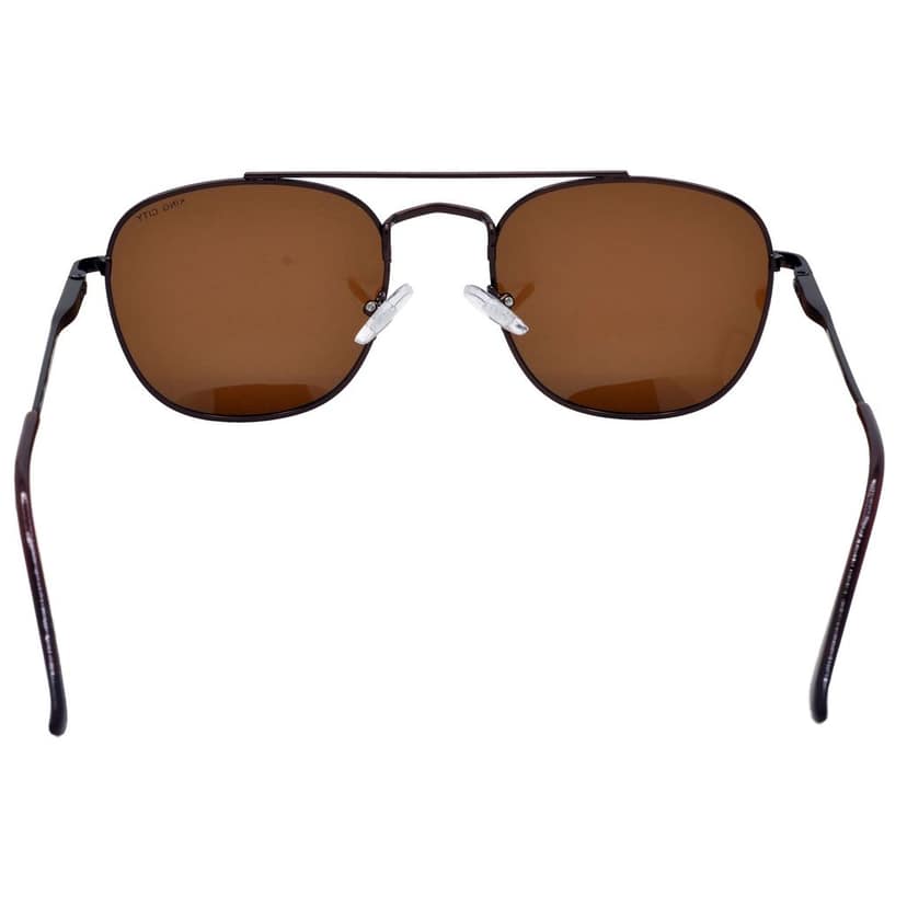 Stylish Round Full-Frame Metal Polarized Sunglasses for Men and Women | Brown Lens and Brown Frame | HRS-KC1020-BWN-BWN-P view 6