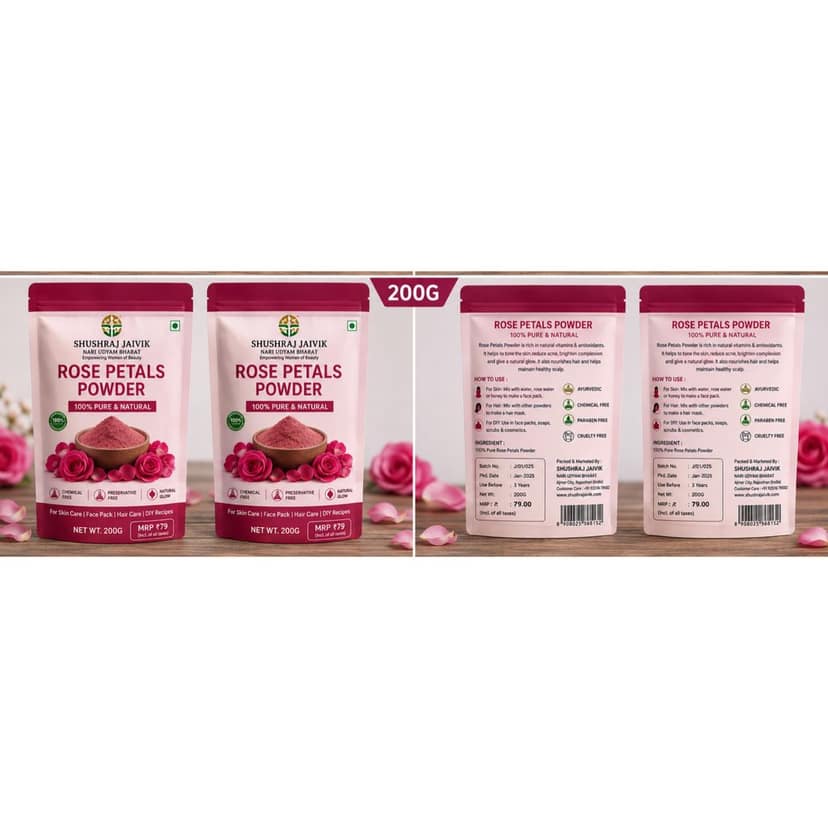 SHUSHRAJ JAIVIK Rose Petals Powder 100% Pure & Natural – Skin & Hair Care