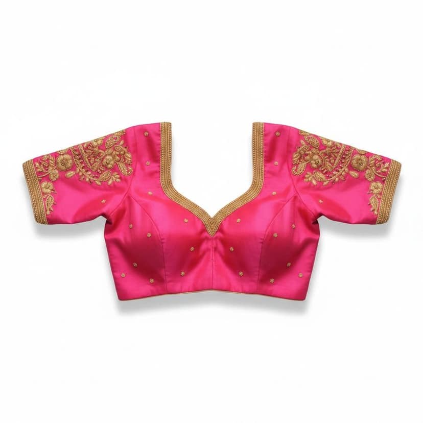 Pink Embroidered Silk Blouse