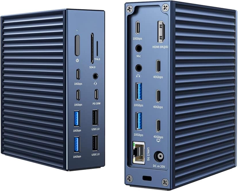ACASIS Thunderbolt 4 Dock-21 Ports, Dual Monitor, 8K60Hz HDMI, 2.5 GbE, SD/TF4.0,10Gbps USB C/A 3.2 Gen2, 3.5mm, 40Gbps Dock for Mac M1/M2/M3 Pro/Max