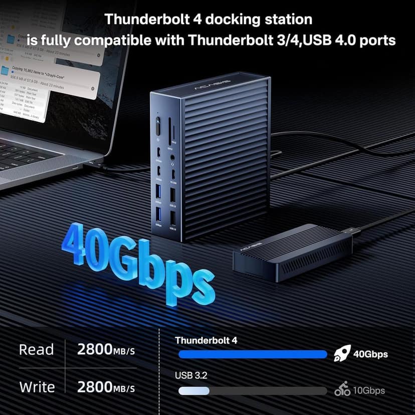 ACASIS Thunderbolt 4 Dock-21 Ports, Dual Monitor, 8K60Hz HDMI, 2.5 GbE, SD/TF4.0,10Gbps USB C/A 3.2 Gen2, 3.5mm, 40Gbps Dock for Mac M1/M2/M3 Pro/Max view 3