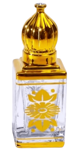 Mii Art Golden Glass Perfume Bottle | 10 ml Elegant Empty Attar Container for DIY Perfume, Essential Oils & Rose Water | Refillable Decorative Bottle (Pack of 1)