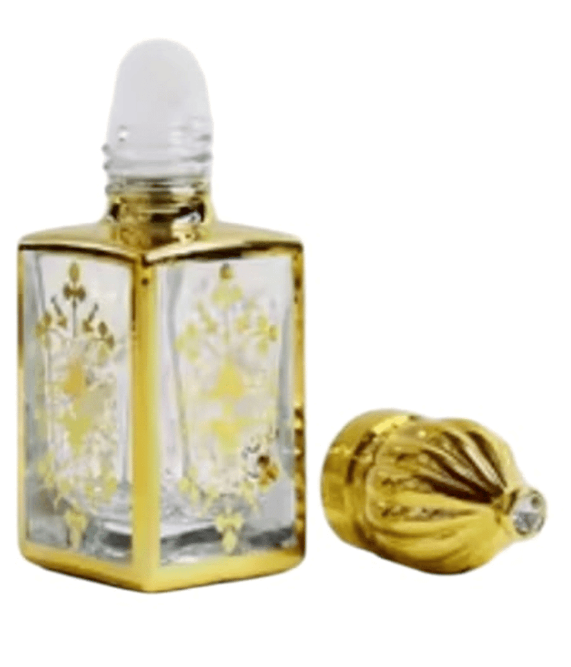 Mii Art Golden Glass Perfume Bottle | 10 ml Elegant Empty Attar Container for DIY Perfume, Essential Oils & Rose Water | Refillable Decorative Bottle (Pack of 1) view 4