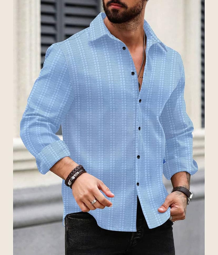 Nofilter Poly Cotton Regular Fit Self Design Full Sleeves Men's Casual Shirt - Grey ( Pack of 1 )