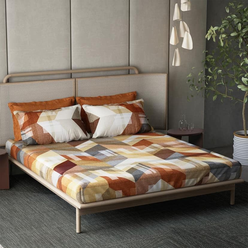 DDECOR - Orion Collection 100% Cotton Abstract Pattern 180TC Super King |274 CM X 274 CM| Brown