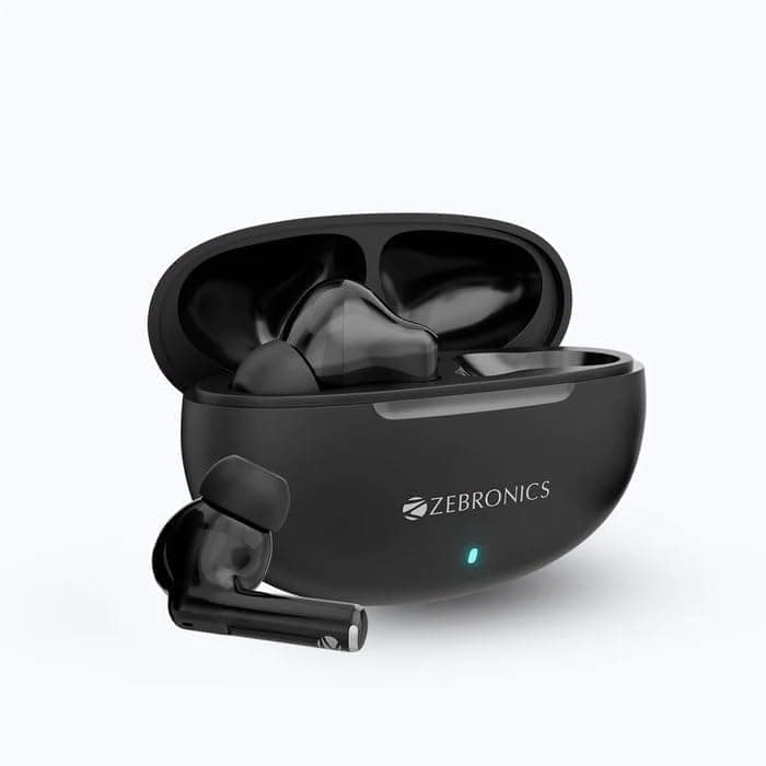 ZEBRONICS Zeb-Chime Wireless Stereo Sound 13mm Drivers Up to 30h* Battery Life with Charging case Voice Assistant Support Splash Proof Black