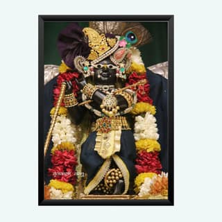 NOKKES Radha Raman ji Vrindavan Radha Raman Thakur Ji Black Photo Frames Religious Photo frame 5X7 Inch Photo Frame_QWW115