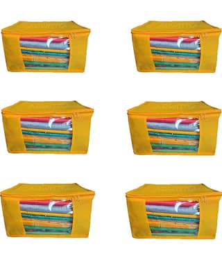 ADWITIYA Yellow Saree Covers - 6 Pcs