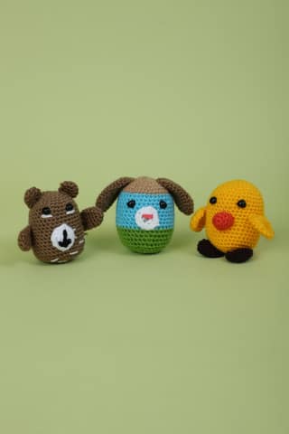 The Original Knit Beginner's Crochet Kit (Set of 3) - Yellow, Blue & Brown
