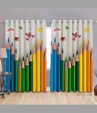 BELLA TRUE Abstract Semi-Transparent Eyelet Curtain 5 ft ( Pack of 2 ) - Multicolor