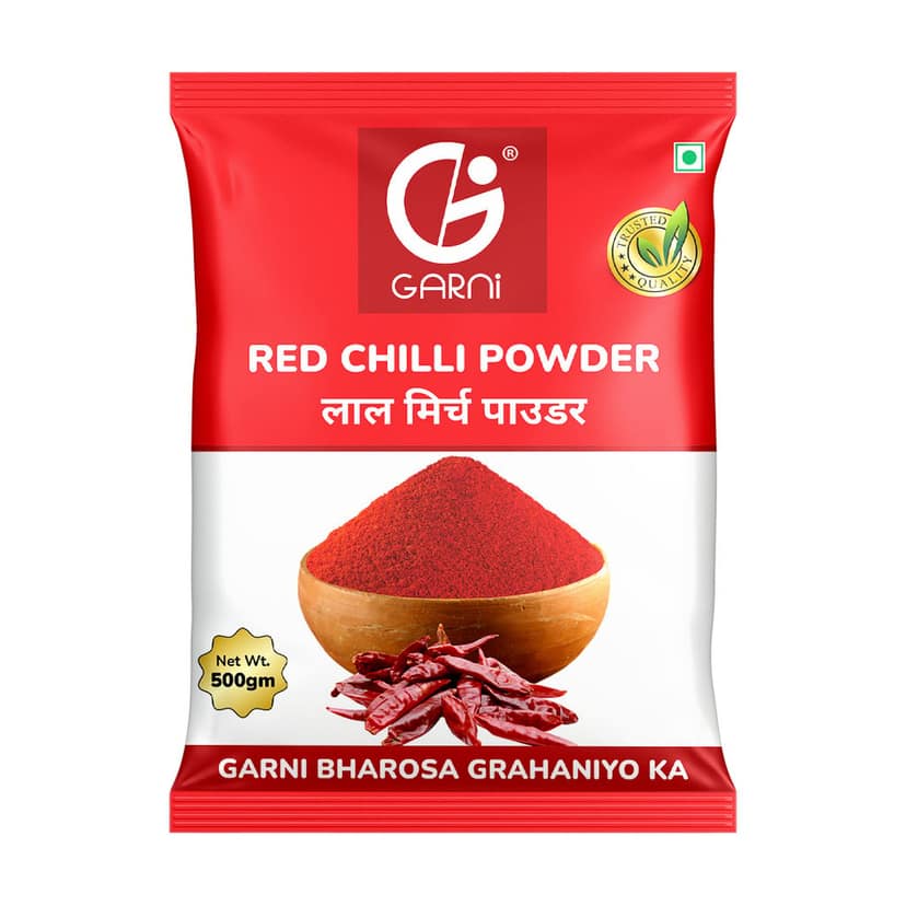 Garni Foods Red Chilli Powder - Premium Grade | No Artificial Colours | Blended with Cold Grinding Technology | Original Flavour & Rich Aroma 500gm view 2