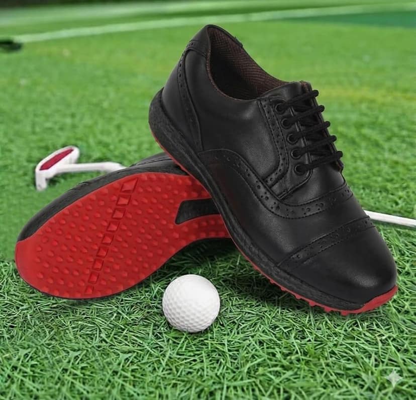HITCARO® Men's Genuine Leather Lace-up Professional 100% Waterproof Premium Gold Golf Shoes PR-5407 view 6