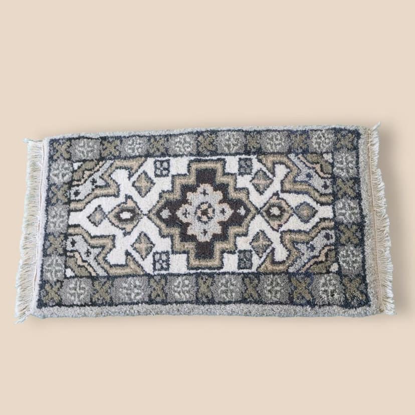 ELURU-Elegant Beige & Brown Geometric Door Mat | Traditional Indoor Designer Rug | Soft Decorative Carpet for Entrance & Living Room