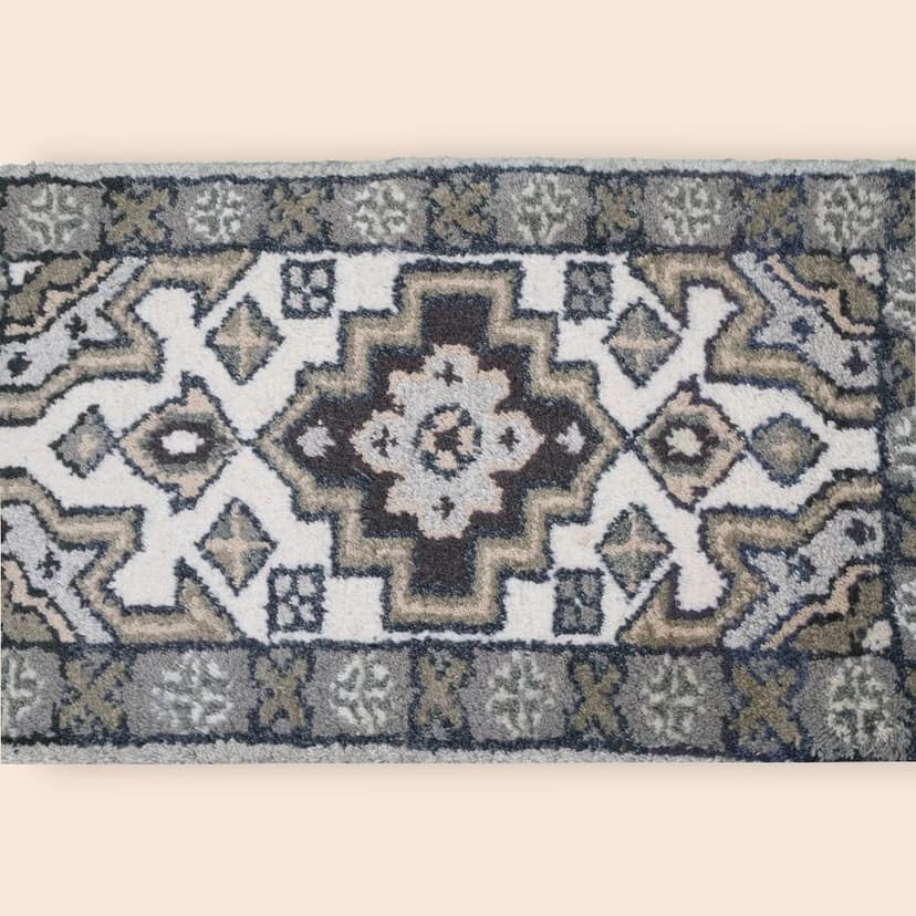 ELURU-Elegant Beige & Brown Geometric Door Mat | Traditional Indoor Designer Rug | Soft Decorative Carpet for Entrance & Living Room view 2