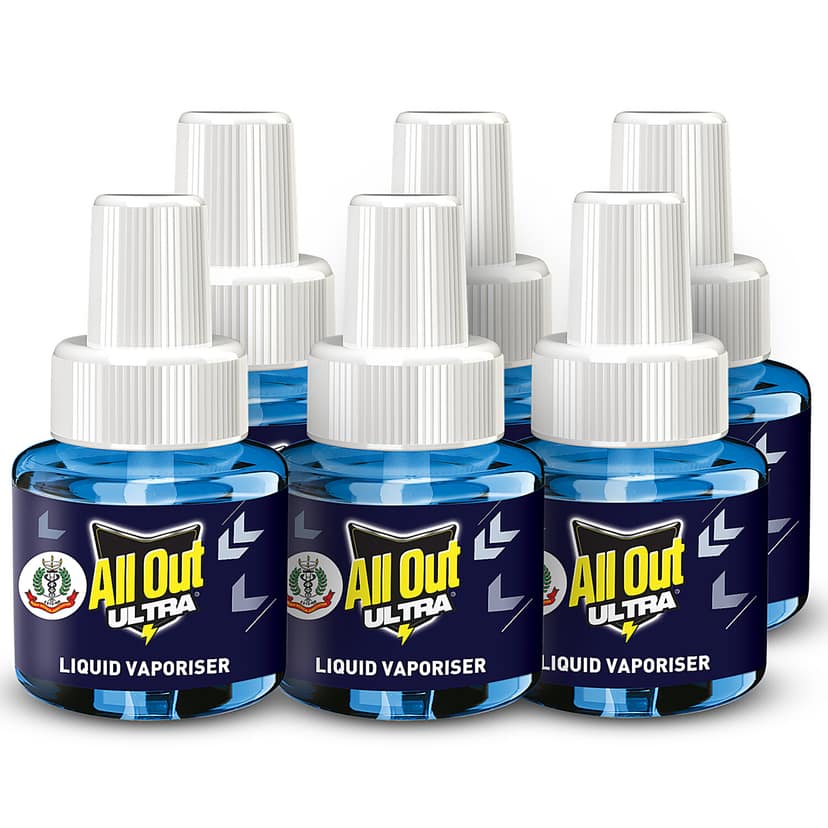 All Out Ultra Liquid Vaporizer Mosquito Repellent Refills - Kills Dengue, Malaria, & Chikungunya Mosquitoes, 6X45Ml