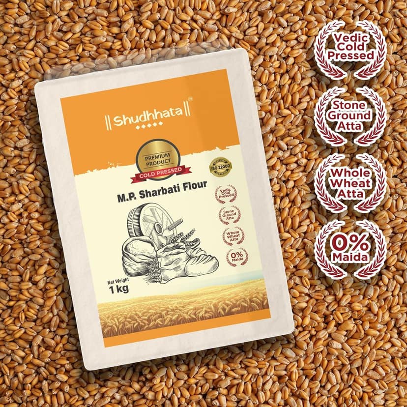 Shudhaata M.P. Sharbati Sihori Wheat Atta (1kg) - Premium Wheat Flour for Wholesome Goodness view 3