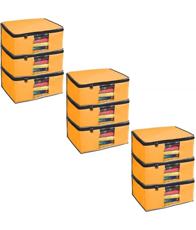 SH. NASIMA Wardrobe Organiser,Saree Cover,Regular Cloth Storage Bag in Heavy Non woven Material PACK OF 9
