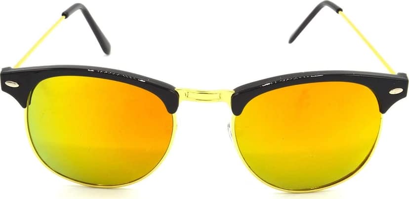 Hrinkar Unisex Rectangle Sunglasses Golden & Red Frame, Golden & Grey Lens (Medium) - Pack of 2 view 2