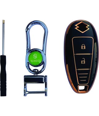 SIAGO Soft TPU Car Key Cover for Maruti Suzuki | Ciaz | Swift | Ertiga | Ignis | Ritz | S-Cross | SX4 | Vitara Brezza 2 Button Smart Key with Key Chain