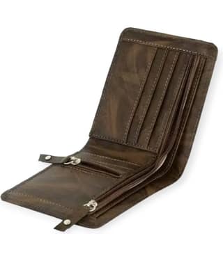 HRFSTAR 100% Leather Solid Men's Regular Wallet With 4 Slots For Card ( Brown , Pack of 1 )