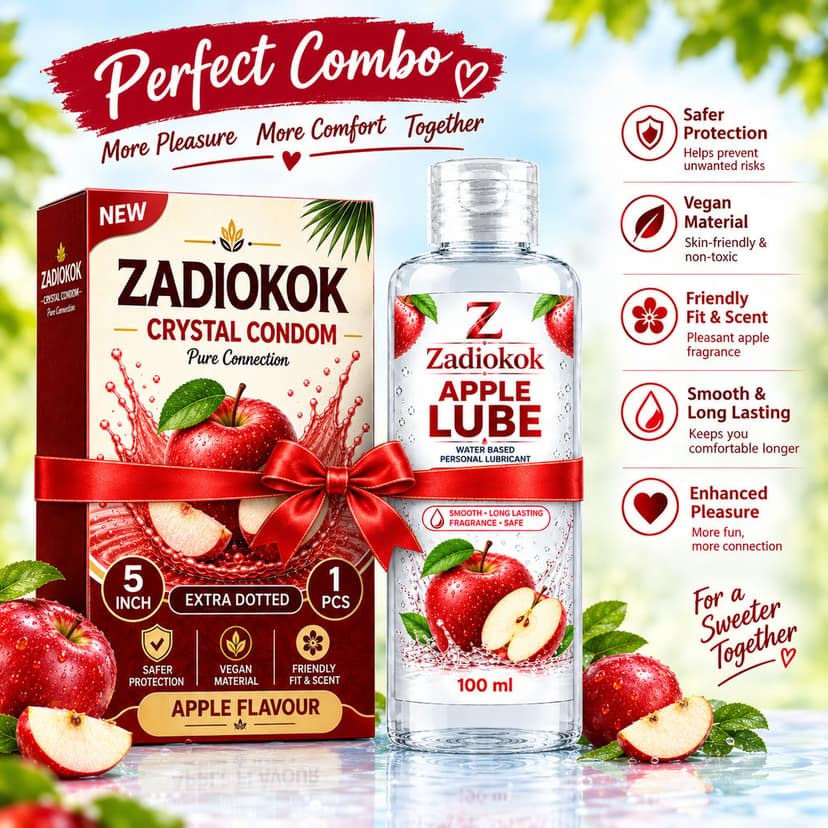 ZADIOKOK 5 Inch Extra Dotted Crystal Condom Reusable Condom with 100 ml Apple Lube Combo view 2