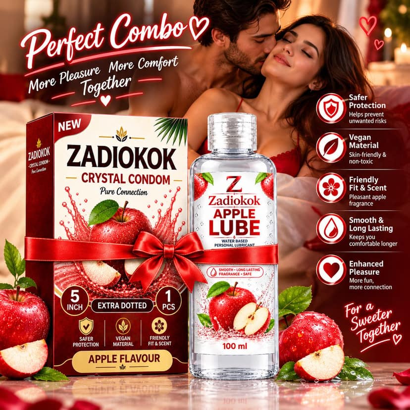 ZADIOKOK 5 Inch Extra Dotted Crystal Condom Reusable Condom with 100 ml Apple Lube Combo view 3