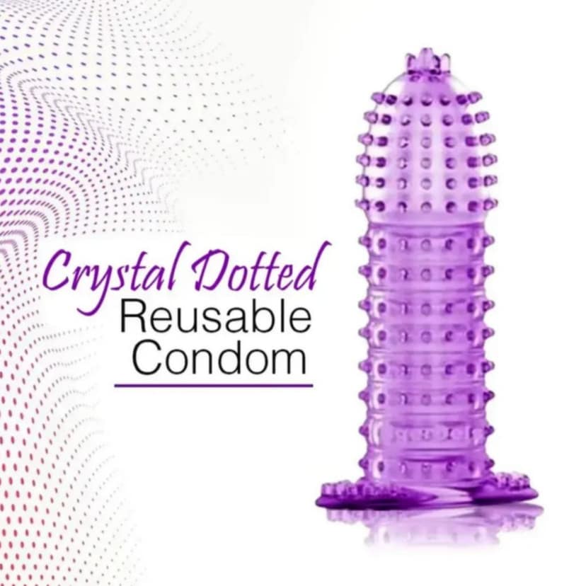 ZADIOKOK 5 Inch Extra Dotted Crystal Condom Reusable Condom with 100 ml Apple Lube Combo view 5