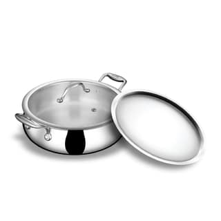 Stahl Artisan Triply Stainless Steel Biryani Handi with Dual lid, Steel Lid for Dum & Glass Lid for Serving | Biryani Pot, Gas & Induction Compatible | Non-Toxic, Less Oil, Stick Resistant
