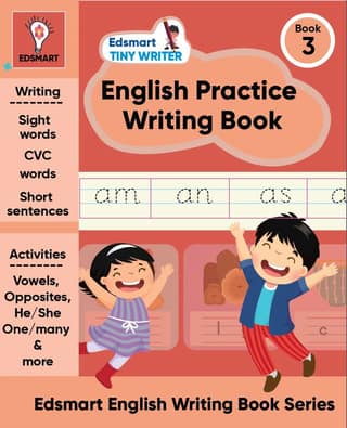 Edsmart Handwriting Practice Books Level 3 - English writing books for kids 4-7 years | Three letter words and sentence writing Practice | CBSE worksheets (Edsmart Tiny Writer) [Paperback] [Jan 01, 2024] EDSMART EDU SERVICES PRIVATE LIMITED