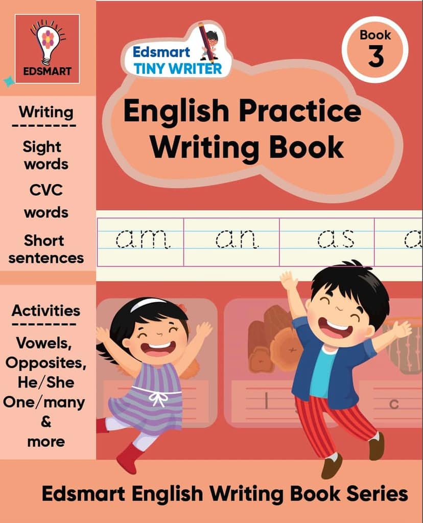Edsmart Handwriting Practice Books Level 3 - English writing books for kids 4-7 years | Three letter words and sentence writing Practice | CBSE worksheets (Edsmart Tiny Writer) [Paperback] [Jan 01, 2024] EDSMART EDU SERVICES PRIVATE LIMITED